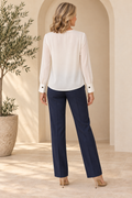 LYSSE Celeste Flounced Blouse Natutal Pearl