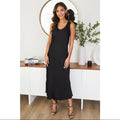 Milio Milano Silk V Neck Sleeveless Maxi Dress