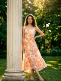Rosa Clothing Backless Lace Up Floral Print