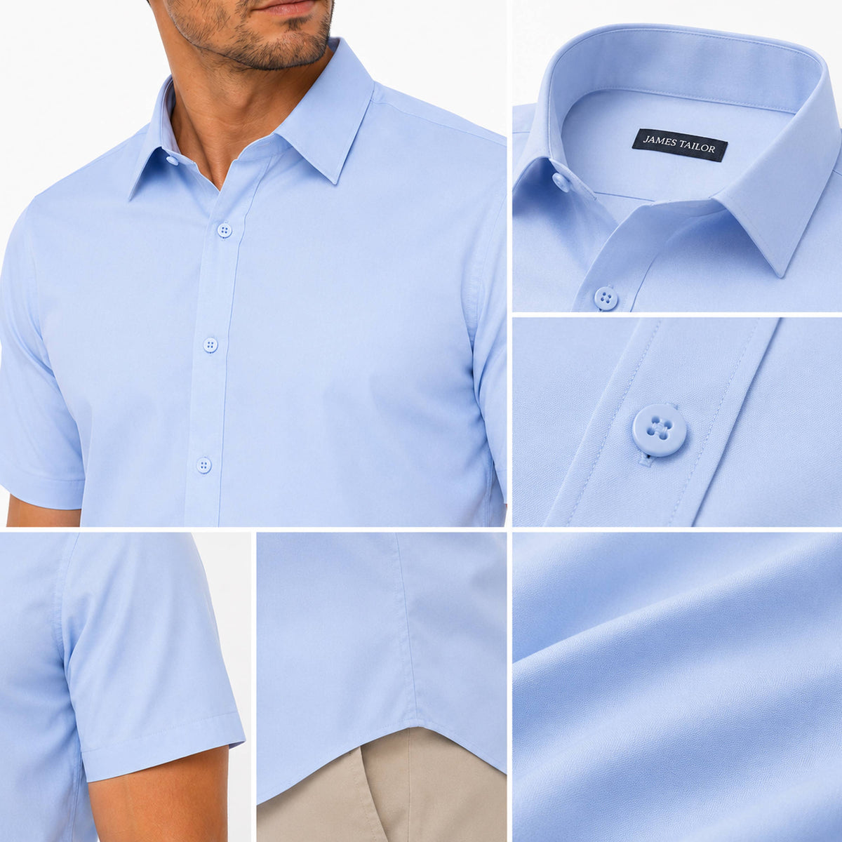 Galaxy By Harvic - Men’s Short Sleeve Classic Stretch Dress Shirts (S–3XL): Black, S