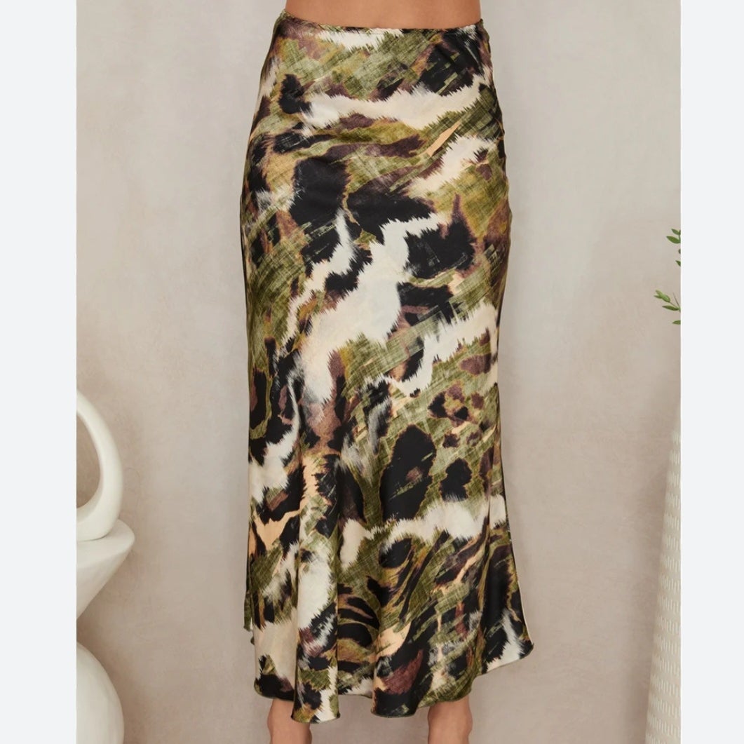 Milio Milano Print Maxi Skirt Watercolor