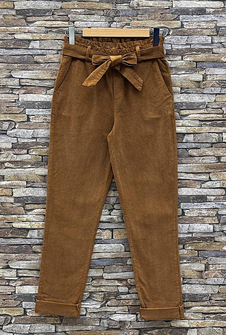 LOOWIE - Italian Olive Belted Corduroy Pant