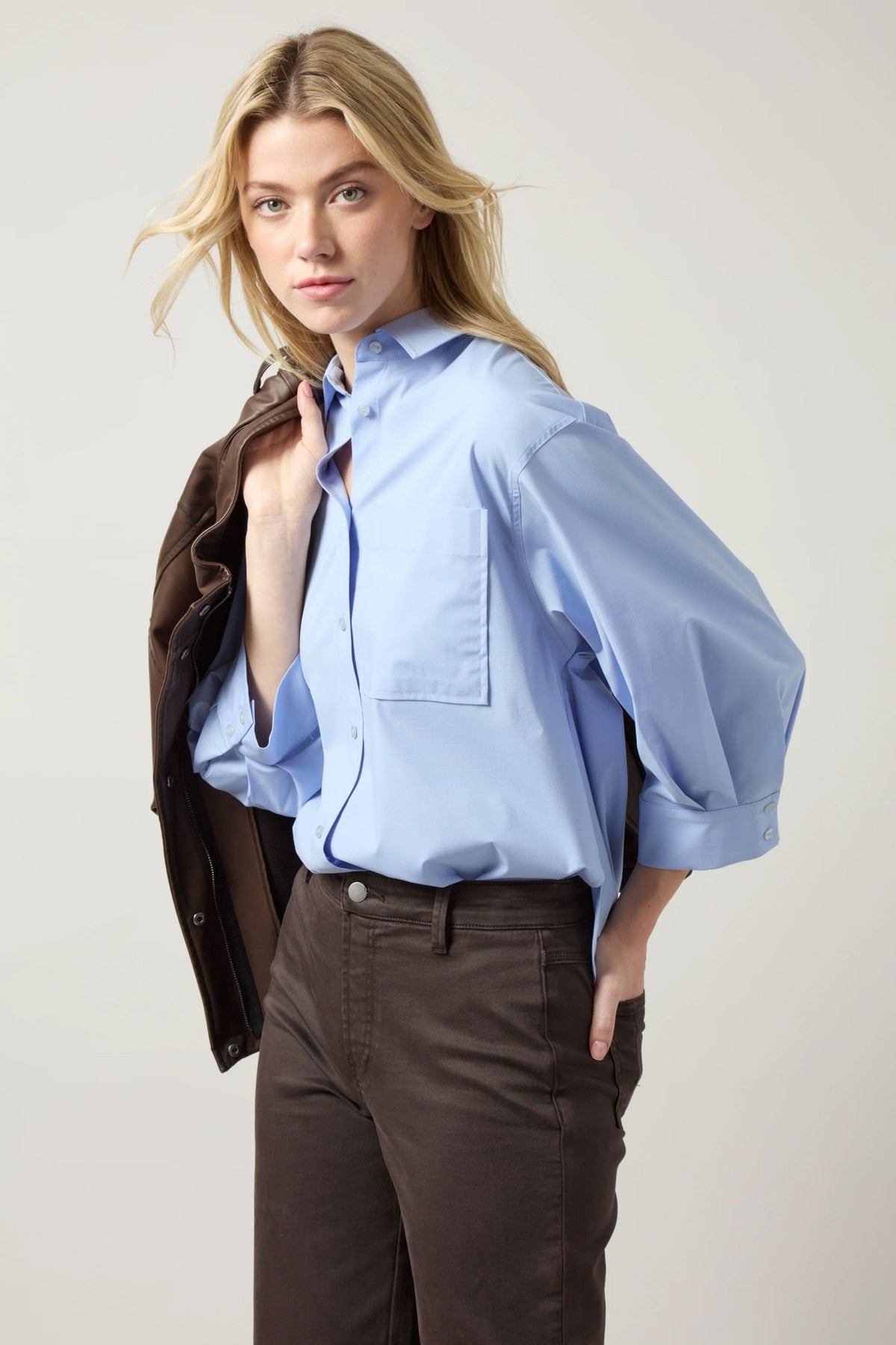 LYSSE Enid Oversized Cropped Shirt