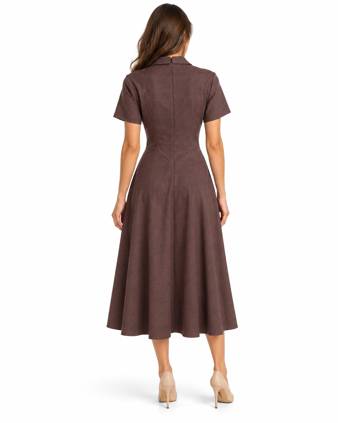 CIEN Collared Midi Dress Chocolate