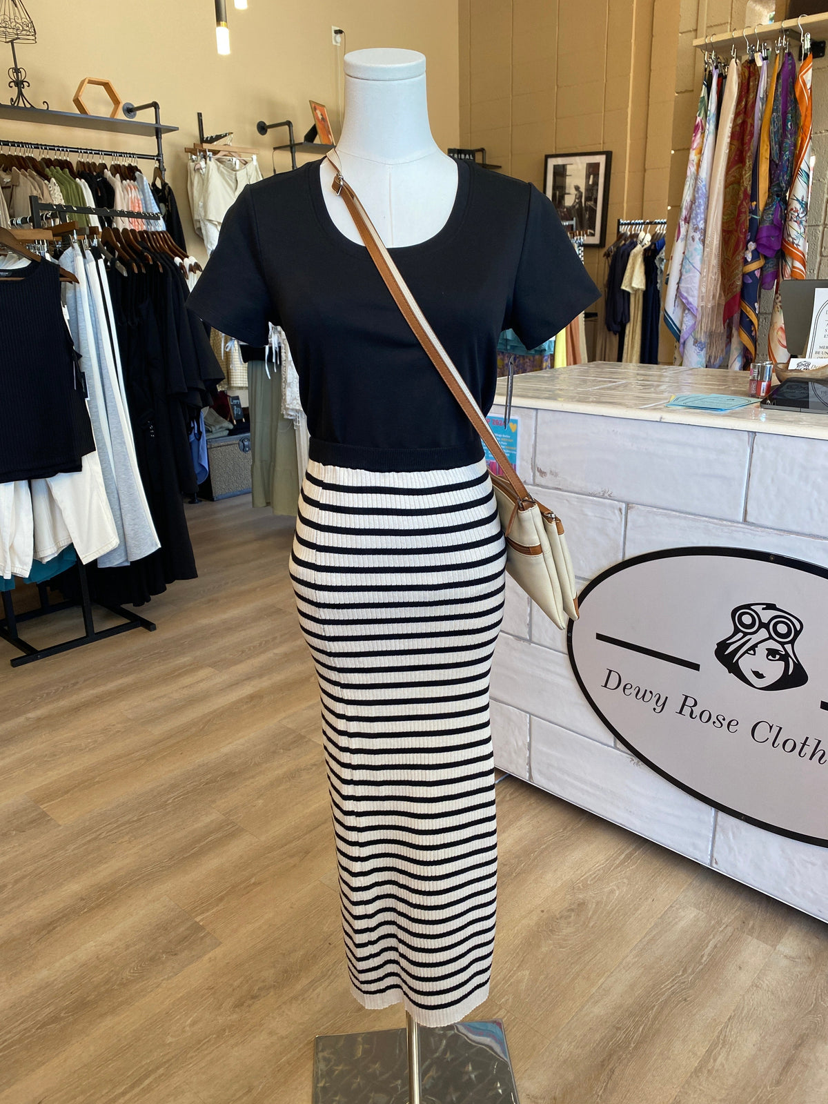 Ellison Stripe Knit Midi Skirt