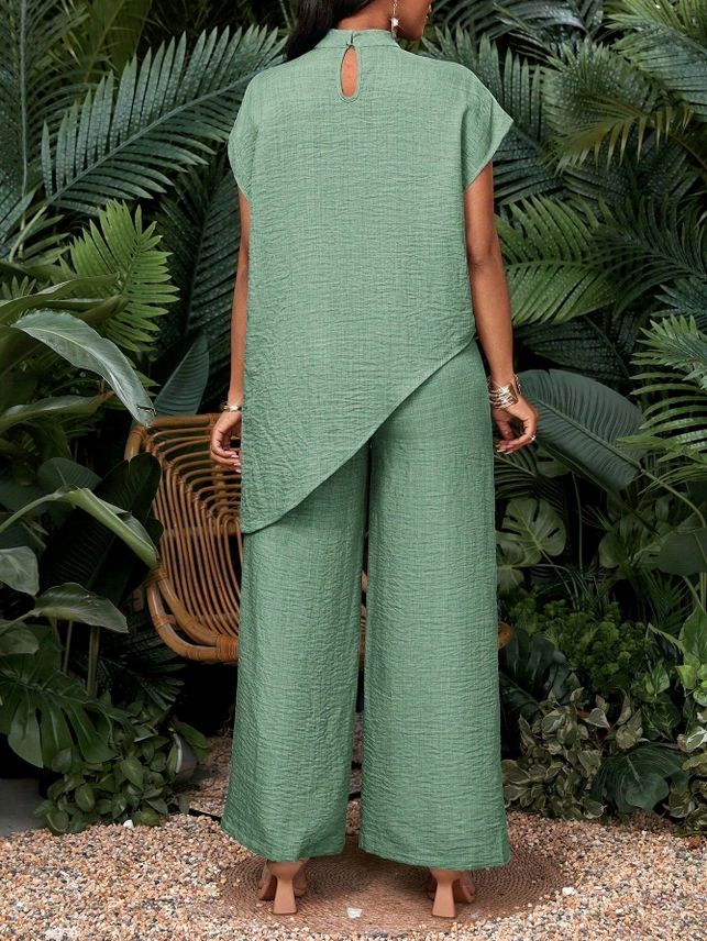 Dewy Rose - Solid Textured Wide-Leg Resort Set
