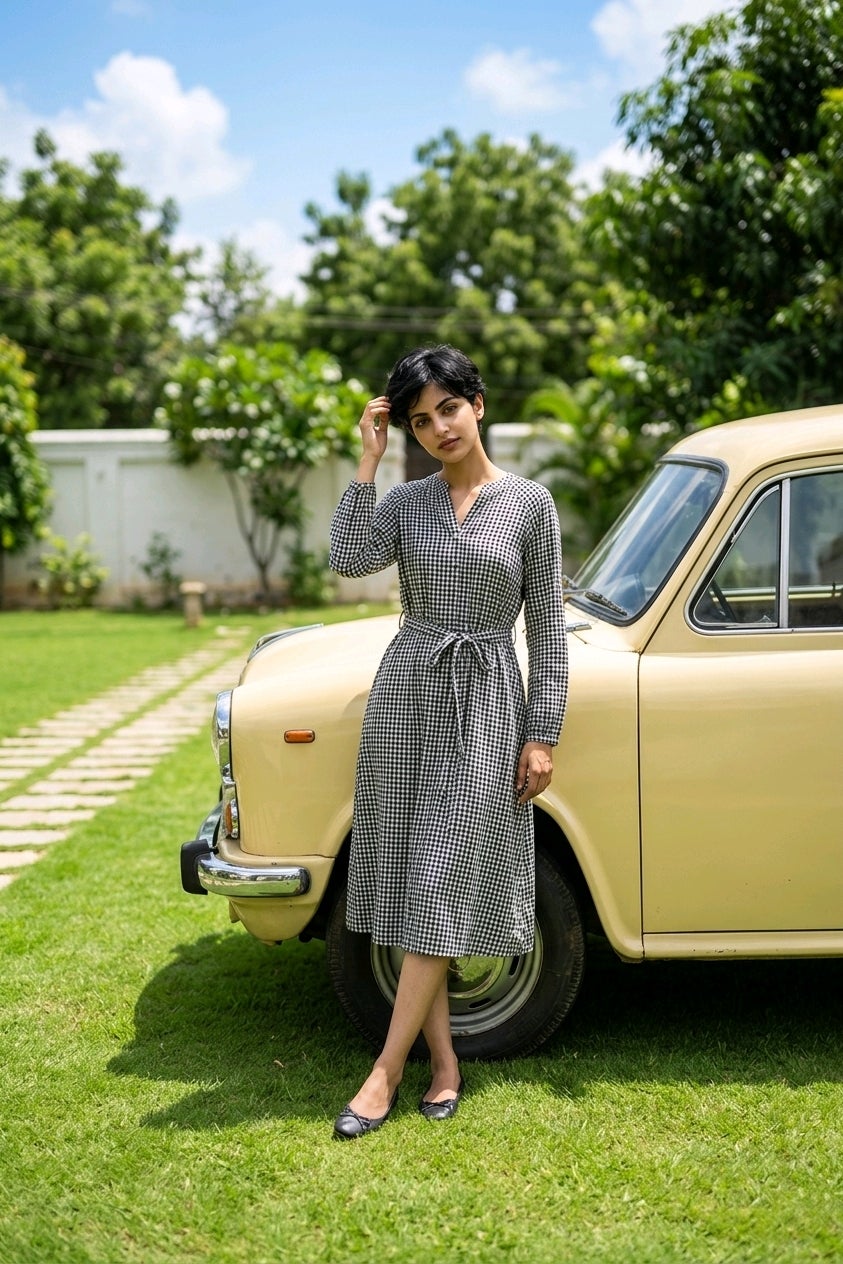 Ellison Gingham Midi Dress