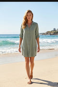 Tempo Paris Button Front Dress Camel