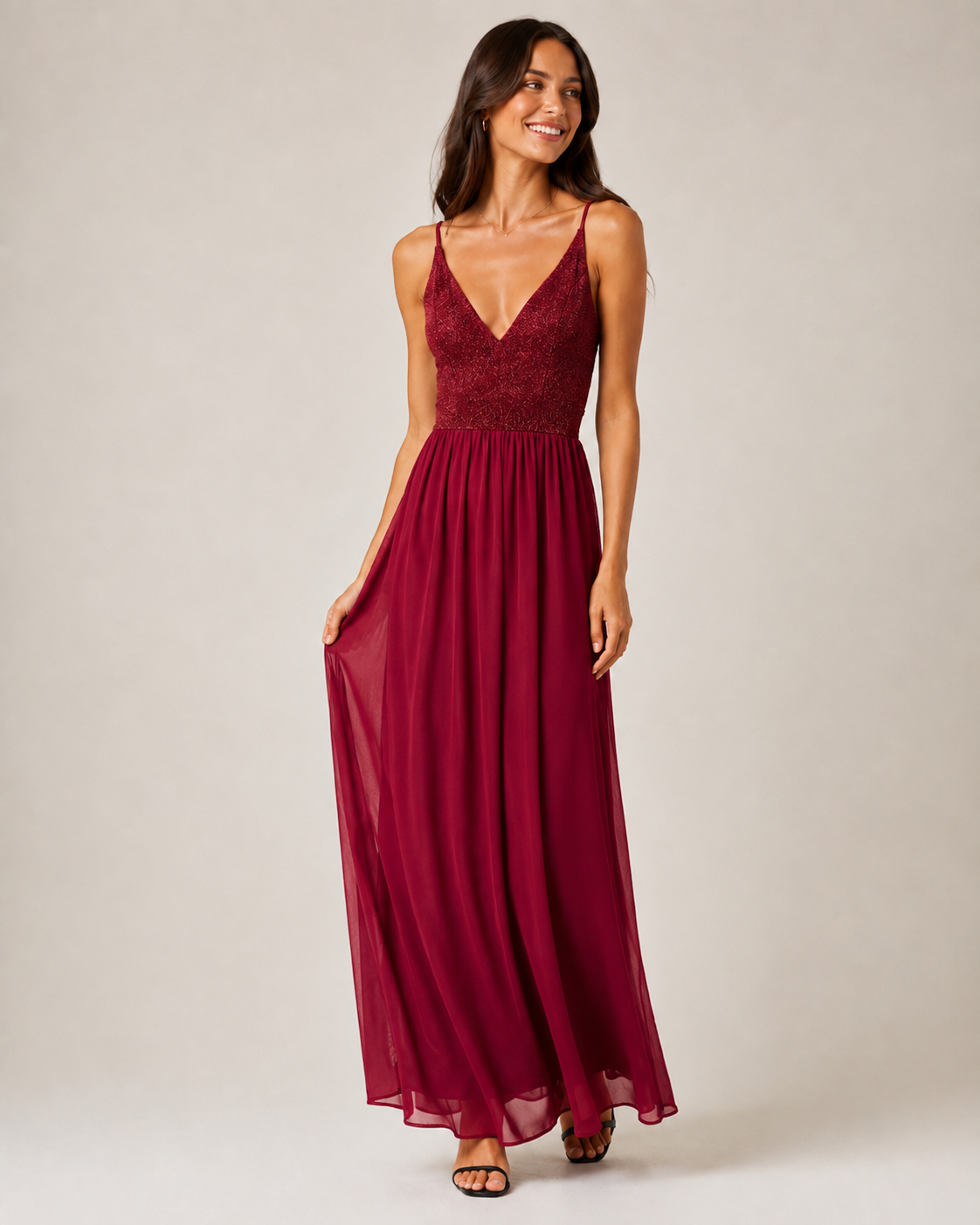 L Love Satin Evening Dress