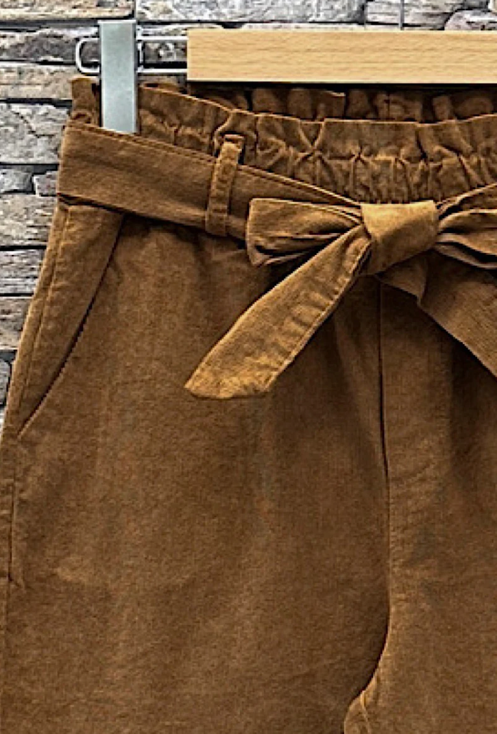 LOOWIE - Italian Olive Belted Corduroy Pant