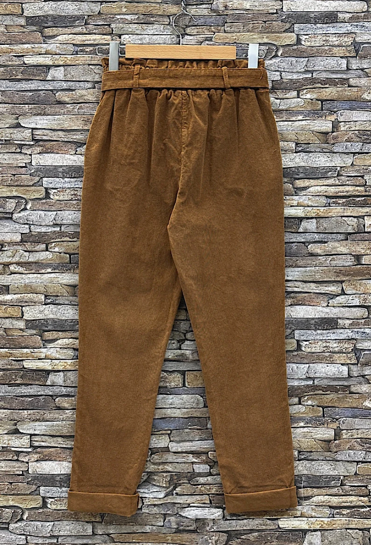 LOOWIE - Italian Olive Belted Corduroy Pant