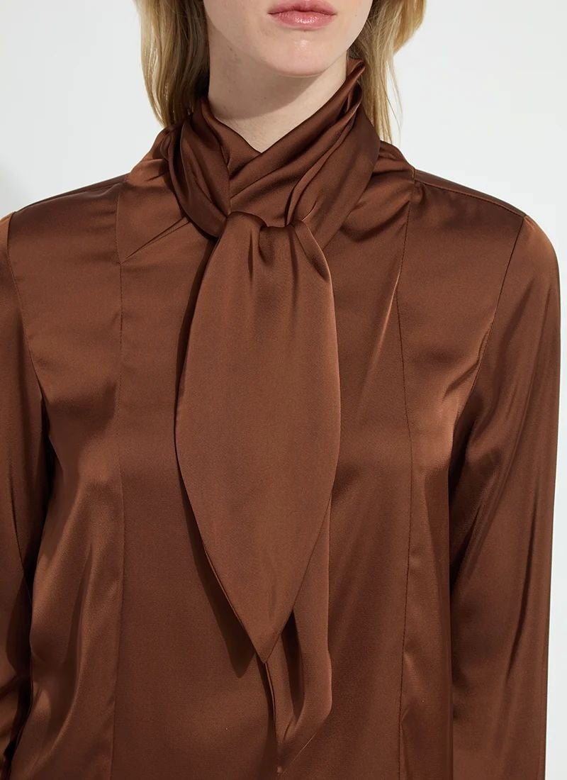 LYSSE Johanna Satin Scarf Neck Blouse