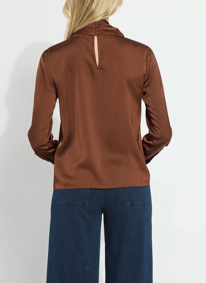 LYSSE Johanna Satin Scarf Neck Blouse