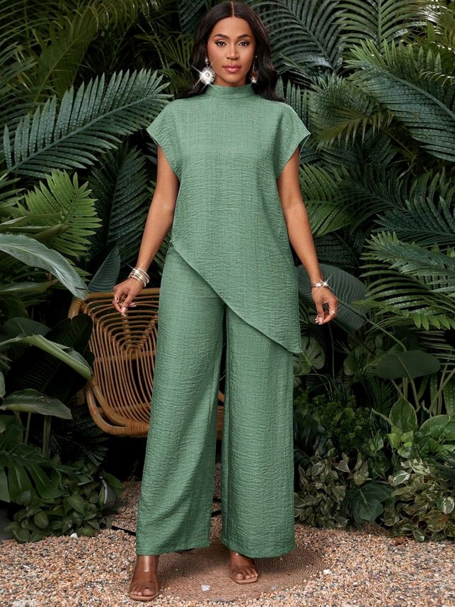 Dewy Rose - Solid Textured Wide-Leg Resort Set