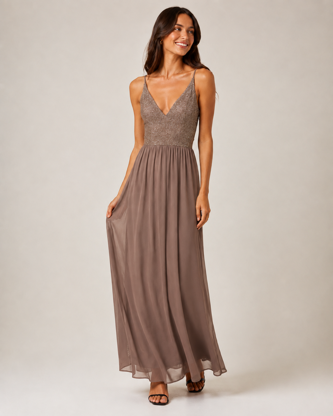 L Love Satin Evening Dress