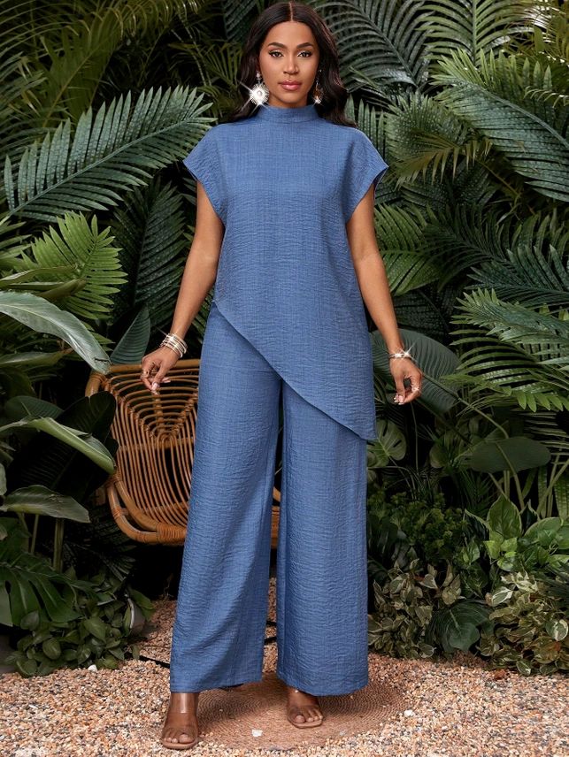 Dewy Rose - Solid Textured Wide-Leg Resort Set