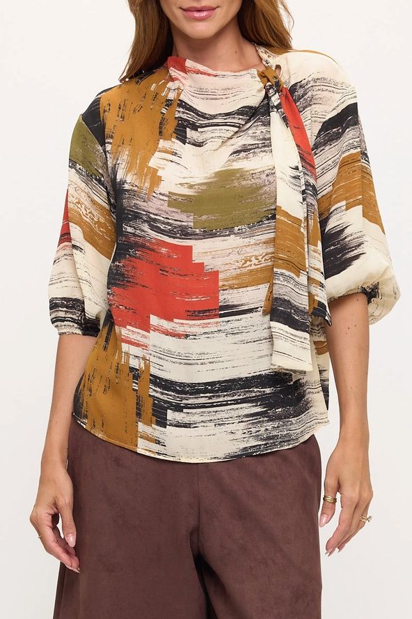 Renee C. 3/4 Sleeve Blouse with scarf